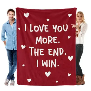Anniversary Couple Gifts for Him Her - I Love You More Soft Throw cooling Blanket 60x80 in - Anniversary Wedding Gifts for Men Women Girlfriend Boyfriend, Romantic Husband Wife Birthday Gift