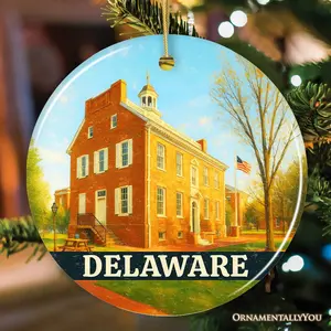 Historic Delaware Old State House Ornament, Colonial Landmark Christmas Gift and Mid-Atlantic Souvenir