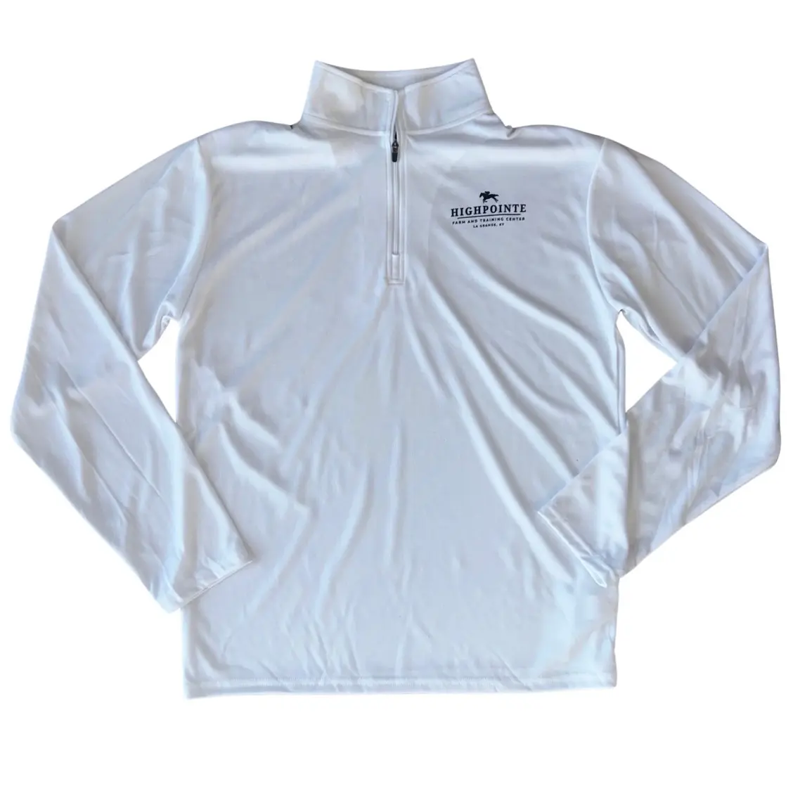 Highpointe Quarter Zip - White with Black Letters