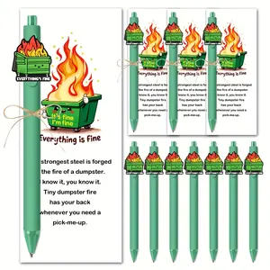 20pcs Fire Safety Pen Set, Fun Round Ballpoint Pens & Bookmarks, Funny Teacher Pens, Christmas Gift for Teachers Students, Office Supplies, Team Incentives