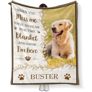 Eyesoul Ship Next Day,Personalized Dog Memorial Blanket with Photo:Made in USA,Custom Pet Memorial Gifts for Loss of Dog,Cat,Pet,Sympathy Bereavement for Loss of Pet