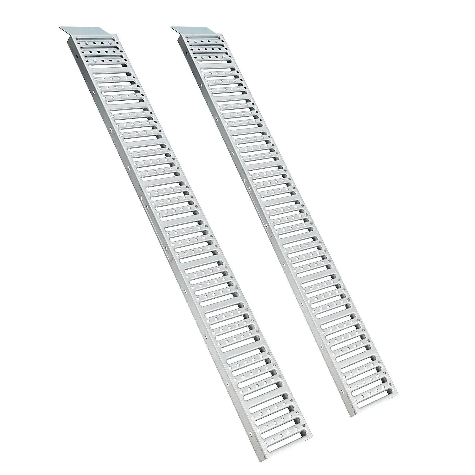 72x9" Steel Loading Ramps Set of 2, Silver Anti-Slip Punched Holes Metal Ramps, 1500 lbs Total Weight Capacity for ATVs, Motorcycles, Lawnmowers, Functional