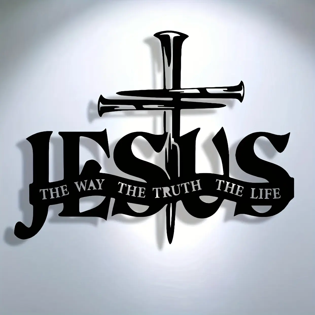 Jesus & Cross Design Wall Art, 1 Count Metal Wall Decor, Christian Home Decor, Wall Hanging Decor for Living Room Bedroom, Room Decor, Home Decor, Religious, Stylish Religious Decor, Religious Decoration