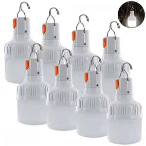 8pack Outdoor USB Rechargeable Handheld Flashlight, Ipx4 Waterproof LED Bulb, Portable Lantern Night Light, High Brightness with Hook, Camping Fishing, High Lumen Flashlight, High Lumens Flashlight