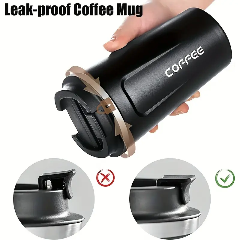 17.2oz Stainless Steel Durable Insulated Coffee Cup Travel Mug, Thermal Cup, Thermos Cup, Dual Wall Vacuum Flask, Ideal for Coffee Tea Soda, Shatterproof Non-Slip Design
