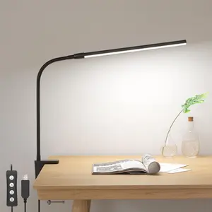 LEPRO Clip-On LED Desk Lamp - Clamp-Style Adjustable Color-Changing Lamp with 3 Color Modes, 10 Levels Brightness, Flexible Gooseneck, Dimmable USB Power, Home Office Desk Accessory,campingessentials,outdoorfurnitureset,campinggear