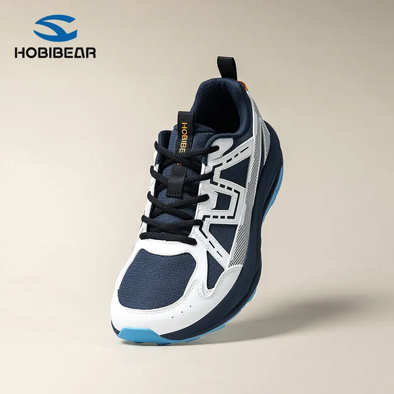 HOBIBEAR Men's Wide Toe Laces Casual Trainers, Mesh & Synthetic Leather Hiking Sneakers, EVA Rubber Thick Sole Outdoor Trail Walking Shoes,shoes for back to school,back to school shoes