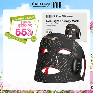 INIA GLOW Wireless LED Face Mask-with Red Light Therapy, 2-Year Warranty, Portable and Rechargeable for LED Facial Mask Skincare at Home and Travel, Best Valentine's Day Gift for Her