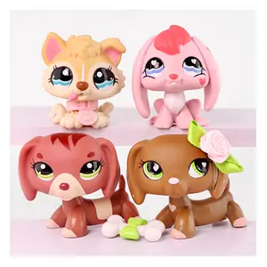 Little Pet Action Bobble-head Figures Dashchund Puppy Husky Kitten Shorthair Cat Bunny Great Dane Bat Lamb Persialn Cat with Flower Bow Collar for Pet Collection Kids Gift Girl Play Figure Animal