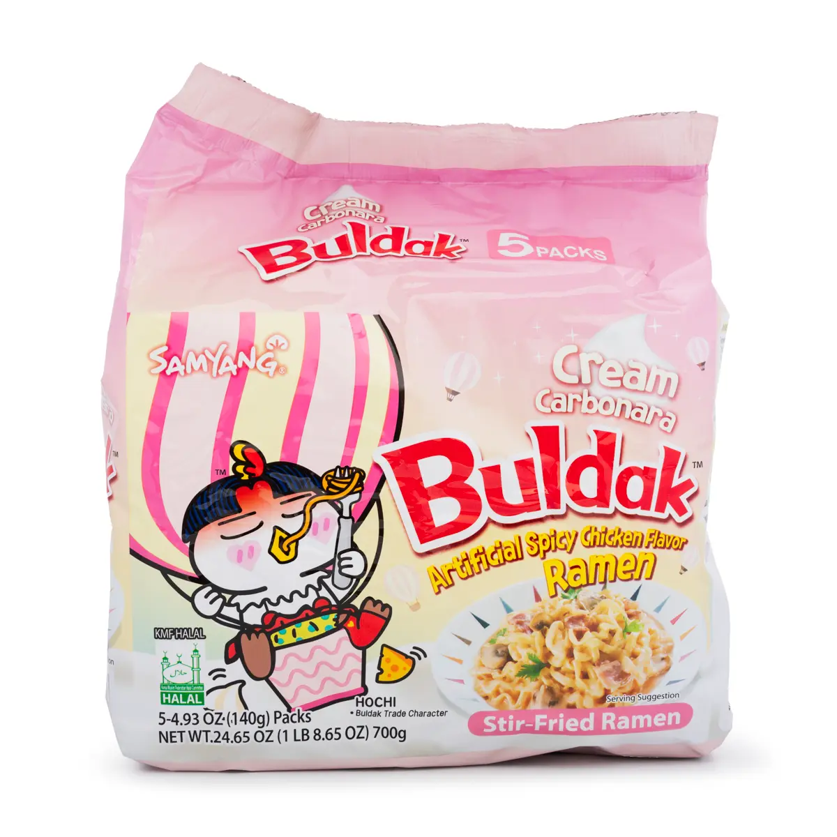 Samyang Buldak Ramen Cream Carbonara Hot Chicken Flavor 5pk 24.65 oz Korean Instant Food Noodle Spicy Pansit