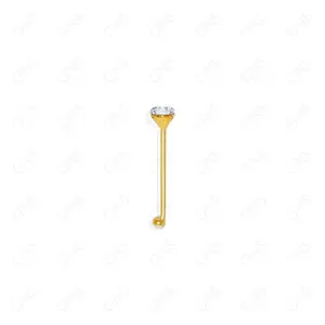 GNS - GOLD STRAIGHT NOSE RING BALL TIP STONE 1PC (N001G)