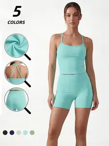 Women's Summer Outdoor Sport Cami Short Set, Sportswear Set, Workout Sets, Casual Daily Wear, Commuter Sports Clothing, Comfortable Breathable Sweat-Wicking