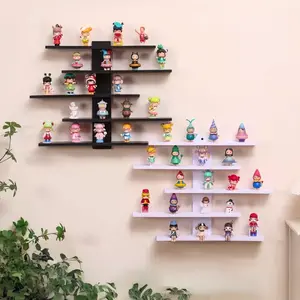 Adjustable Wall-Mounted Display Shelf, Wall Mount Design, 5 Layers Storage Rack for Action Figures, Mini Blocks, Collectibles, Modern Home Decor Organizer