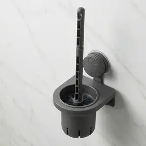 No-Drill ABS Toilet Brush with Holder, Wall-Mounted Suction Cup Toilet Scrubber, Rust-Proof, Drainable Odor-Free Bathroom Cleaning Tool