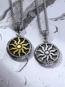 Vintage Sun Design Pendant Necklace, Elegant Necklace, Fashion Jewelry for Party, Daily Clothing Decor, Trendy All-match & Exquisite Jewelry for Birthday Gift