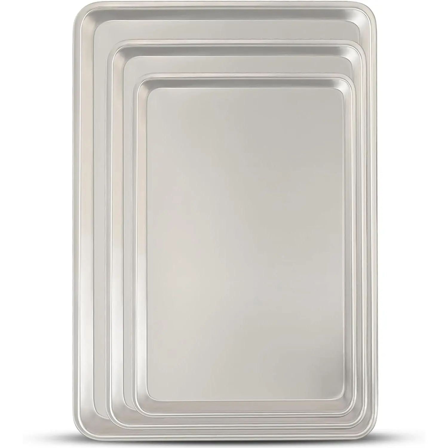 3-Piece Baking Pan Set, Commercial Quality Aluminum Baking Pan, Suitable for Oven, Deformation-Resistant Baking Pan for Half/Quarter/Jelly Roll, Thick Cookie Tray, Suitable for Baking and Roasting
