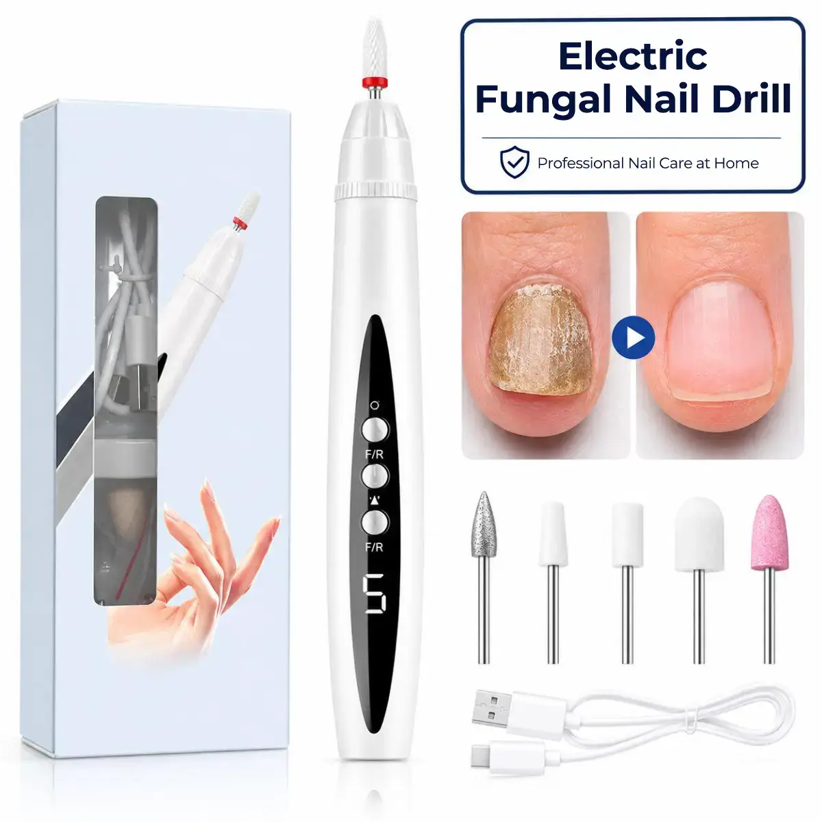 Plastic 2-in-1 Electric Nail Drill with UV Lamp - Rechargeable Wireless Polisher for Manicure, Nail Art, Gel Cure Grinding Tool