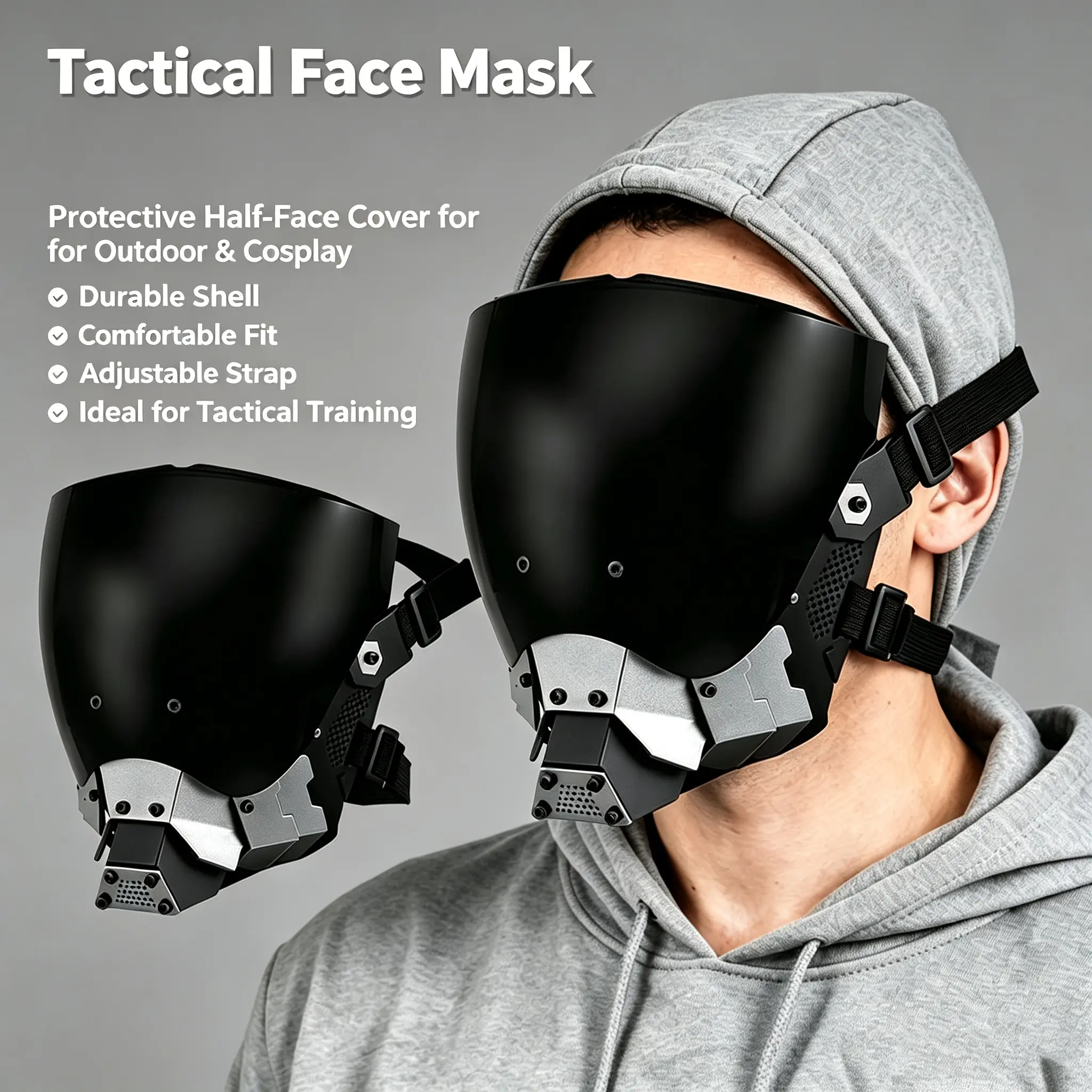 Full Face Mask, Double Sided Breathable Tactical Mask, Party Cosplay Mask, Festival & Party Supplies, Tactical Windproof, Protective Gear, Motorcycle Jacket, Halloween