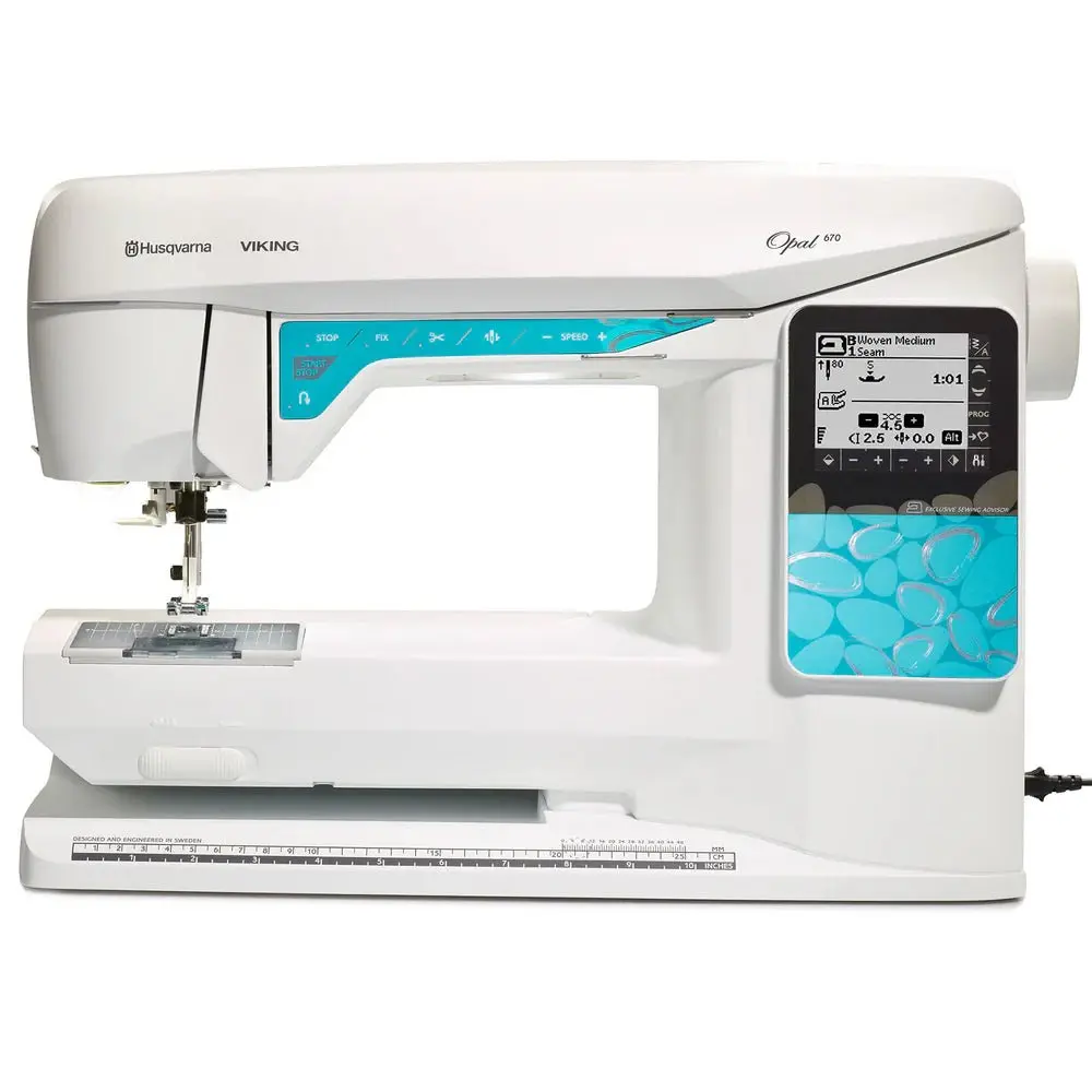 HUSQVARNA VIKING Opal 670 Automatic Computerized Sewing & Quilting Machine - 200 Built-in Stitches, 8-in Sewing Space, Bobbin Thread Sensor, Decorative Stitches, Buttonholes, Electronic Self-Adjusting Thread Tension, Creative Flexibility, Customization, 8