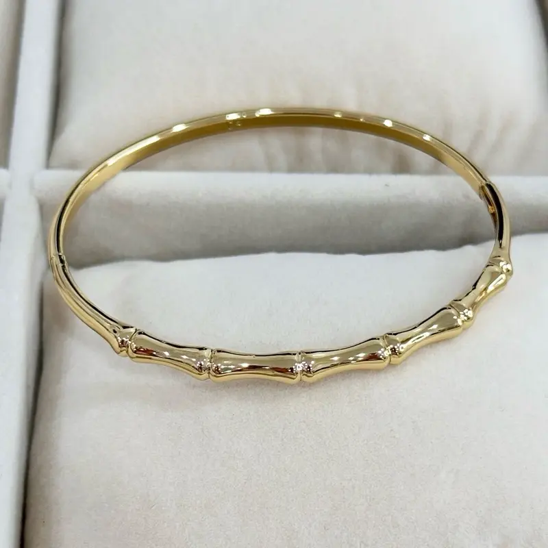Bamboo Bangle Open Size Gold Plated 14k Fashion Accessory for Stylish Wearers