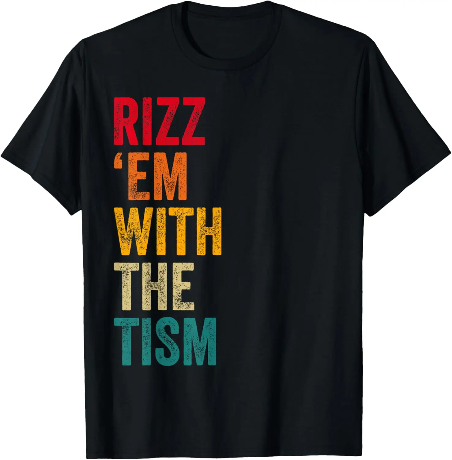 Men's Pure Cotton Round Neck Short-Sleeve Graphic T-Shirt - Rizz 'em with the Tism Funny Autism Meme Design, Casual Fitness Top, Natural Fabric, Gifts for Men