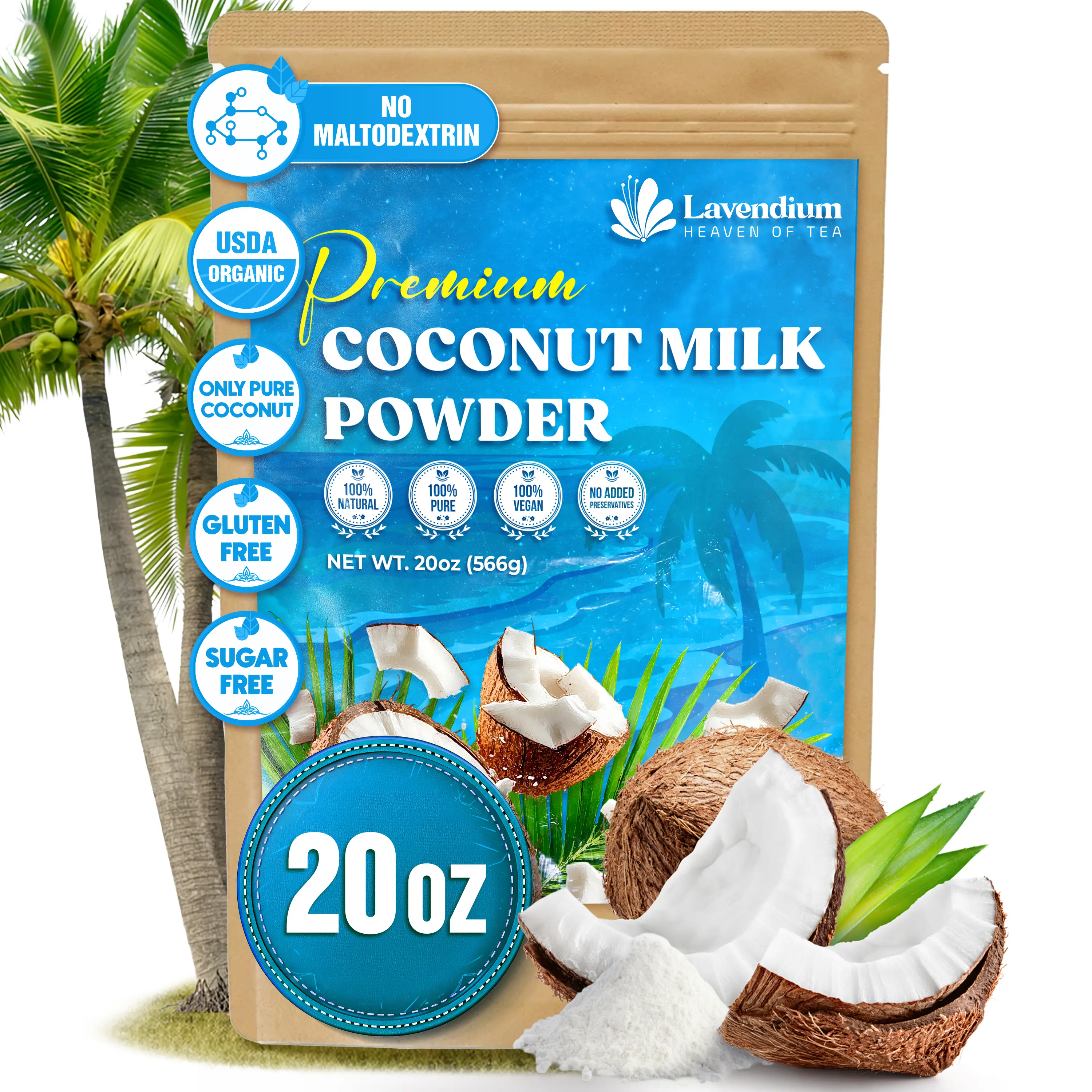 【FreshDrinkUS】 1.25 lbs (20oz) Organic Coconut Powder, 100% Natural & Pure, Unsweetened, Perfect for Cake, Coffee, Tea, Creamer Alternative, No Additives, No Gluten, Vegan