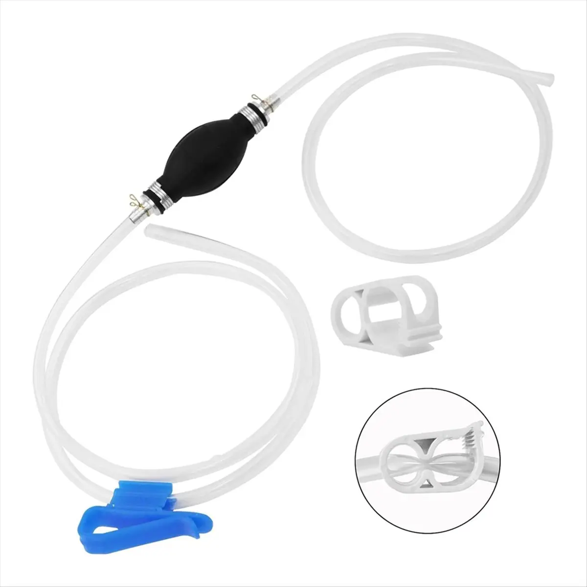 Gas Siphon Pump for Gasoline,Fuel Siphon Pump with Siphon Hose for Gasoline,Hand Syphon Pump for Water,for Lawn Mower Adjustable Hose Retainer