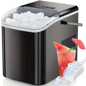 Ice Maker Countertop - Produces 9 Bullet Ice Cubes In 6 Minutes, 26 Pounds Of Ice In 24 Hours, Small Portable Self-cleaning Ice Maker Suitable For Homes, Kitchens, RVs, And Parties
