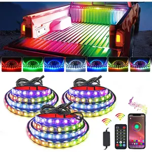 Nilight RGB-IC LED Truck Bed Strip Lights, 3PCS 60in Waterproof RGBIC LED Chips Soft Hose Lights for Pickups, APP & RF Remote Control, DIY Multi-Dream Color, Music Synchronization, Car Interior Use