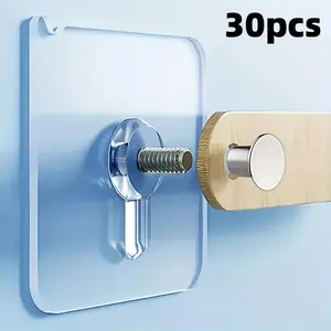 Picture Hanger, 30pcs Strong Adhesive Plastic Picture Hanger, No-drill Traceless Hook for Hanging Photos, Posters & Frames