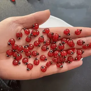 50pcs Mini Glowing Ladybugs, Resin Ladybug DIY Decor Accessories, Cute Ladybug Figurines, Nail Art Supplies, Nail Art Design, Home Decoration Gifts, Nail Art Stickers, Nail Art Tool