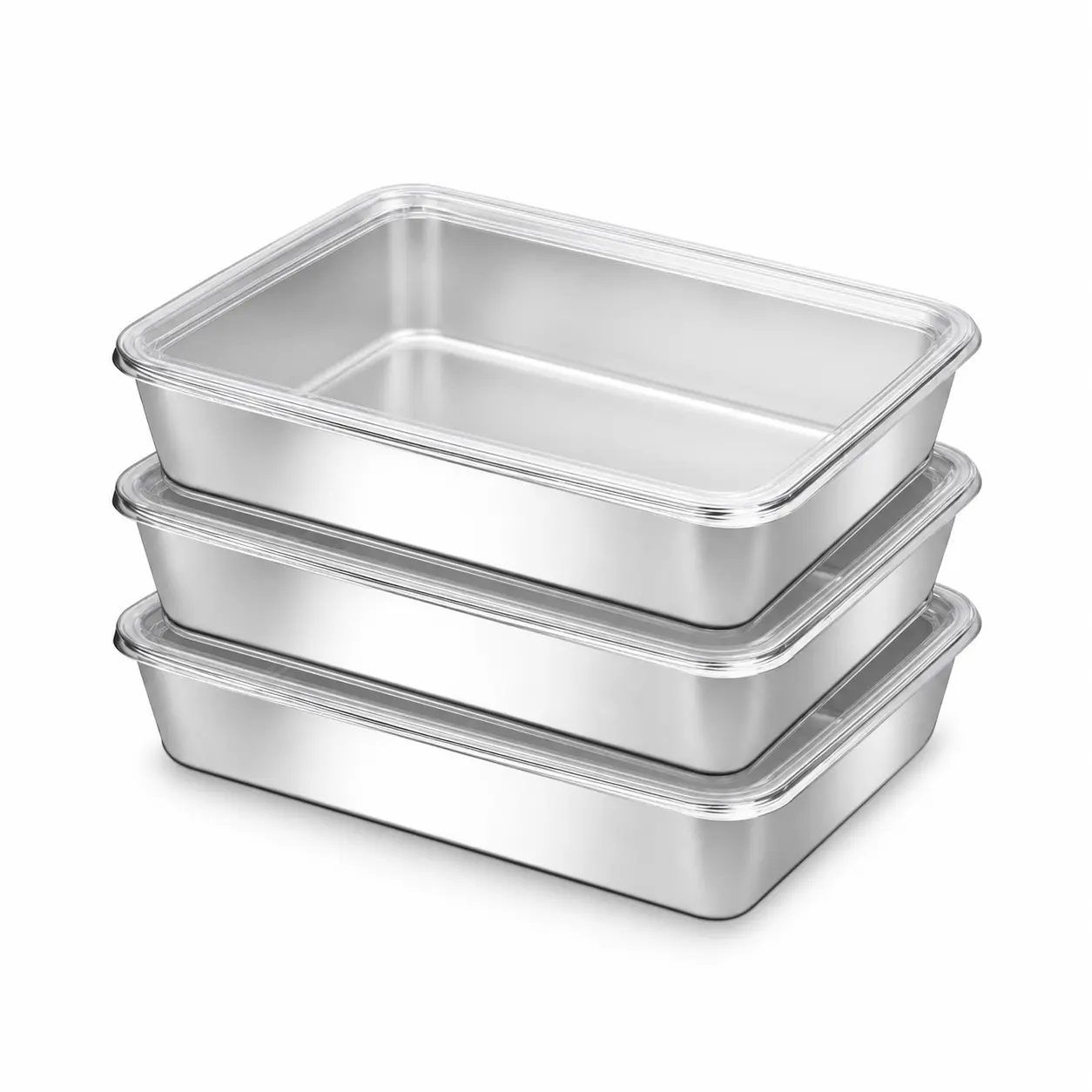 Stainless Steel Food Storage Container Set, Stackable Airtight Leakproof Metal Meal Prep Containers with Lids, Dishwasher Safe Silver Kitchen Storage Bins