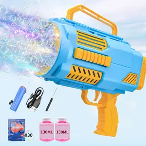 Upgraded Bazooka Bubble Gun No Dip, Bubble Machine Gun with Light Music, 9000+ Bubbles Per Min Bubbles for Kids and Toddlers Toys, Birthday for Kids-Blue Multifunctional Bubble Making Machine