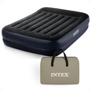 Intex 64123ED Air Mattress, Dura Beam Plus Pillow Rest w/ Built in Pump, Queen