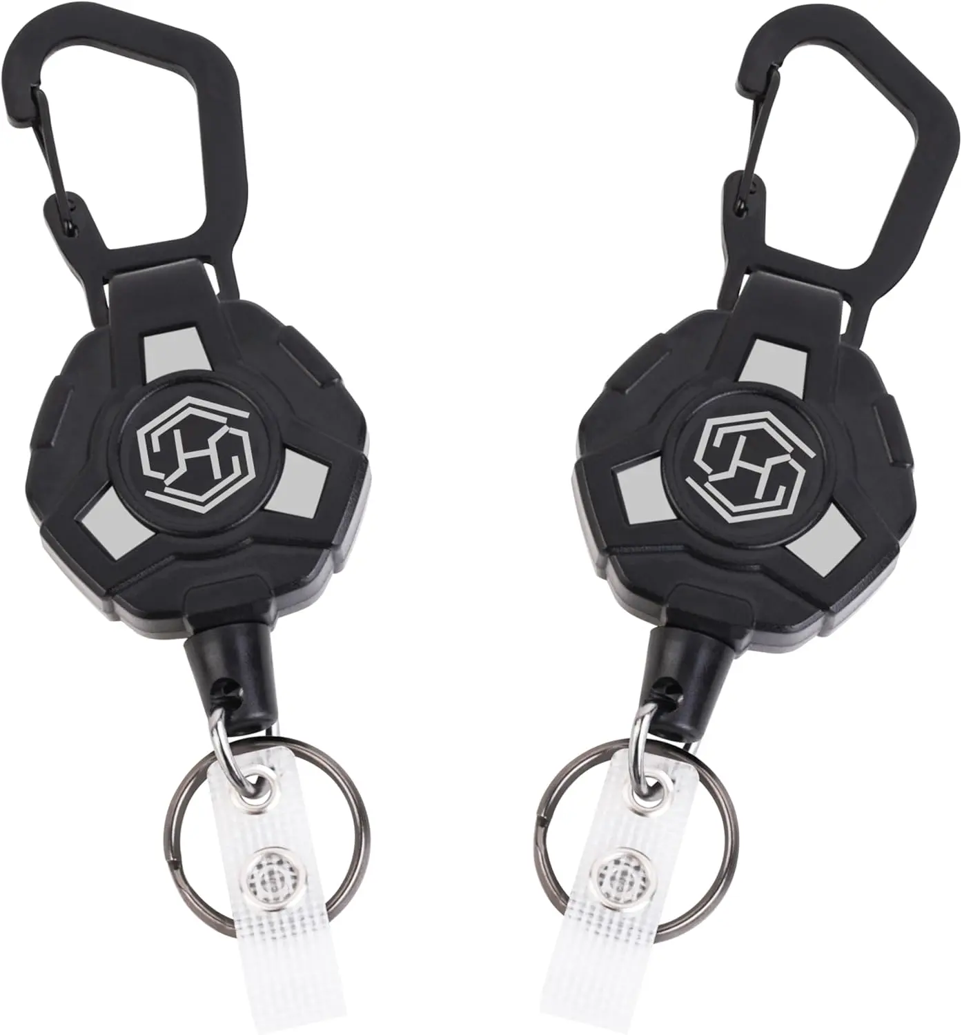 [New Deal] 2-Pack Casual Retractable Keychain - Heavy Duty Holder, ID Reel, Carabiner Clip, Tactical Chain with 32" Stainless Steel Retractable Cord, 8.0 oz