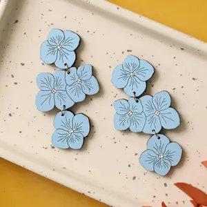 Powder Blue Hydrangea Statement Earrings