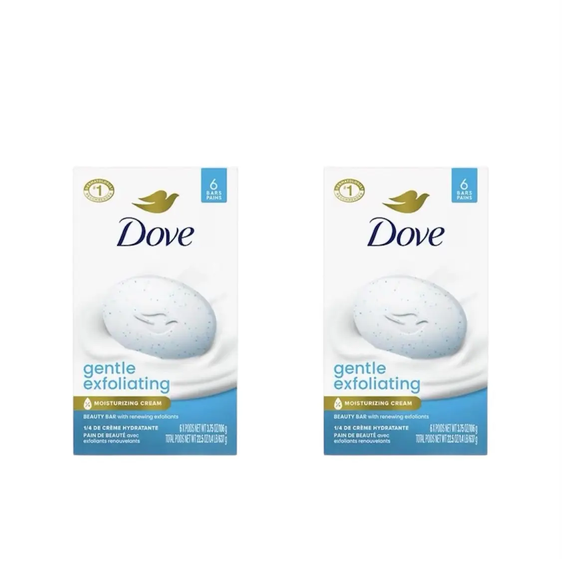 Dove Gentle Exfoliating Bar Soap Pack - Mild Cleanser for Cleansing, Skin Care & Body Care, 3.75 oz, 12 Bars, Smooth, 3.75Oz, Twelve Bars