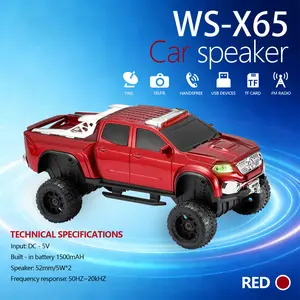 WSTER WS-X65 Car Model Bluetooth Speaker with LED Light AUX Interface USB FM TWS TYPE-C Charging Function Stereo Audio Rechargeable Battery Portable Wireless Streaming Device party gift travel outdoor radio tws Big Truck