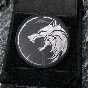 The Sword of Justice&Wolf Patch Tactical Morale Badge Funny Hook and Loop Military Backpack Clothing Sticker Armband