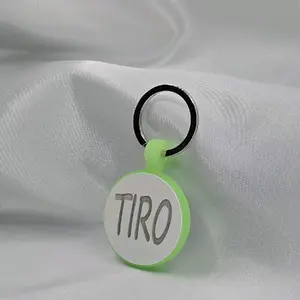 Double-sided silicone fluorescent luminous dog and pet tags, name and information laser engraved