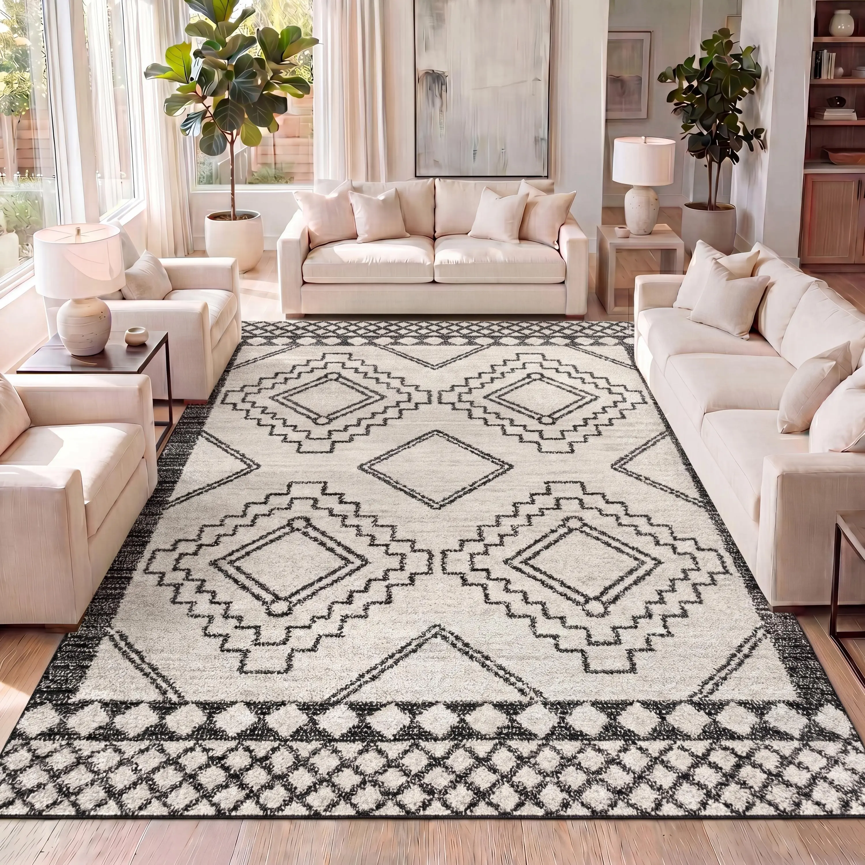 JONATHAN Y Amir Moroccan Beni Souk Indoor Area Rug - Home Decor Rug, Living Room Mat, Suitable for Bedroom, Kitchen, Office, Home Decor Rugs