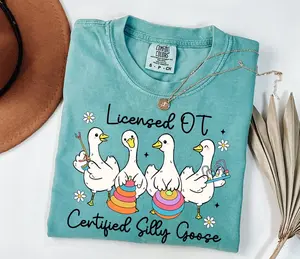 Comfort Colors Licensed OT Goose Shirt, Playful Occupational Therapy Tee, Aesthetic Funny OT Graphic Shirt, Trendy OT Student Pullover, Premium Garment Dyed Occupational Therapist Gift Top, Boutique Silly Goose OT Apparel