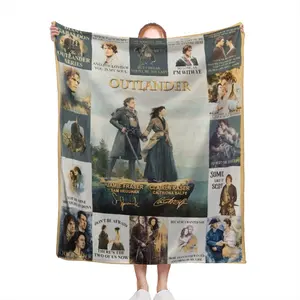 Outlander Movie Fleece Blanket, Outlander Characters Signature Freya And Kainan, Claire Fraser, Jamie Fraser Blanket For Bed, Couch, Sofa