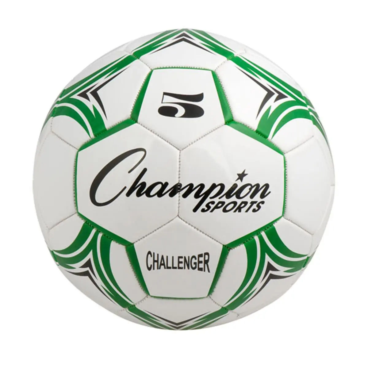Champion Sports Challenger Series Official Size 5 Green & White Soccer Ball - Cushioned TPU Cover, Futsal & Ball Sports Equipment, Official Size And Weight, Soccer Equipment, Newly Designed, Machine Sewn, Balls