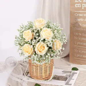 DEEMEI DIY Artificial Babys Breath with Fake Flowers Leaves Plant Real Touch Gypsophila Bouquets for Party Wedding Decor Stuff Home Garden Decoration