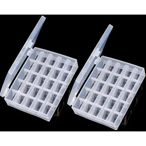 Bobbin Box,Machine Bobbin Organizer Plastic Case,Transparent 25 Slots Empty Bobbins Spools Box,Sewing Craft Plastic Case Storage Box for Sewing Machine