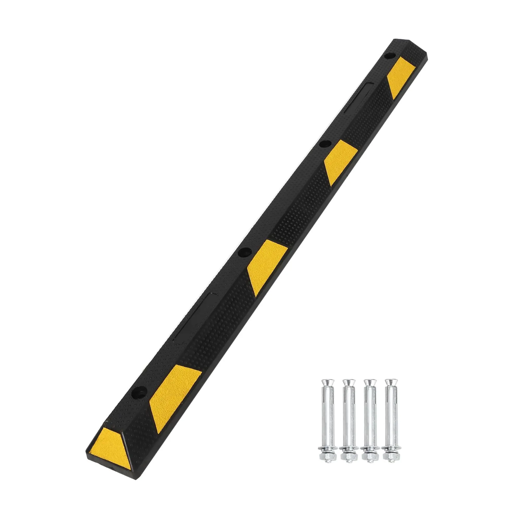 Garvee 72 in Heavy Duty Rubber Parking Curb, Garage Car Wheel Stopper with Yellow & Black Reflective Strips, Durable Speed Bump for Driveway, Warehouse & Parking Lots