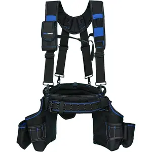 Framer's Combo System Apron Tool Tool Belt with Suspenders Builder Carpenter Suspension Rig Tool Belt and Function (Blue)-