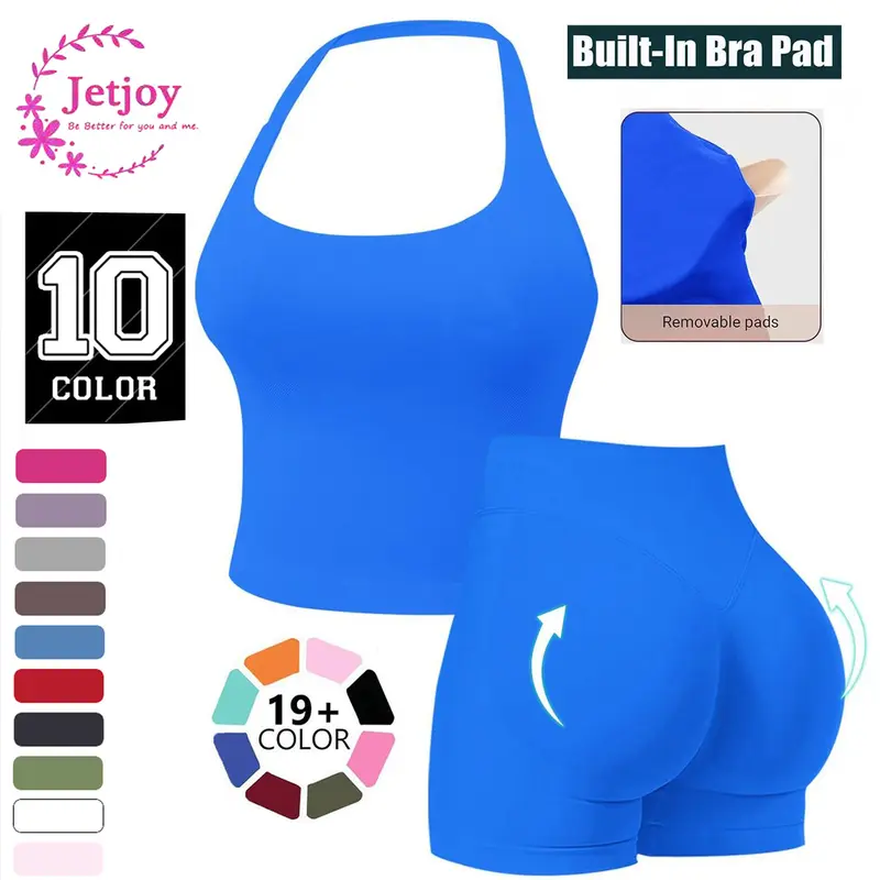 Women's Seamless Nylon 2-Piece Gym Outfits - Tank Top + Butt-Lifting Biker Shorts, Compression Skinny Mesh Fitness Sports Suit, Summer Athleisure Sets for Women 2 Piece for Gym & Going Out