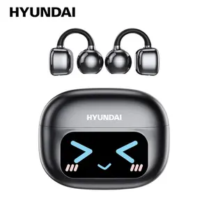 HYUNDAI C02 Clip-On Ear Headphones with LCD Full Color Touch Screen, Wireless Earbuds Headset for Music & Phone Calls